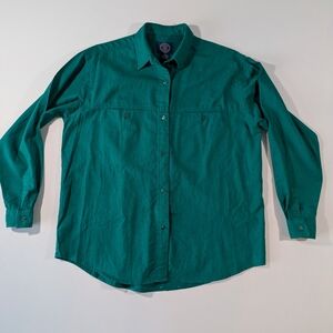 Vintage GAP Green with Purple Dots Cotton Button Down Shirt Size M